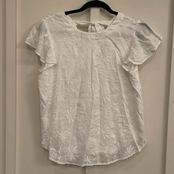 LOFT White Floral Embroidered Top - Picture 1 of 4